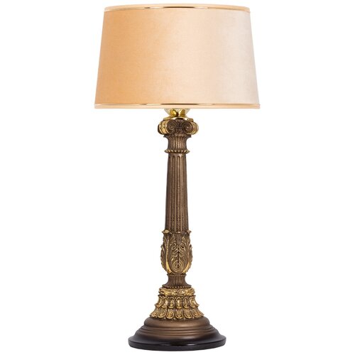 Настольная лампа BOGACHO Колонна испанская бронзовая с бежевым абажуром Тюссо