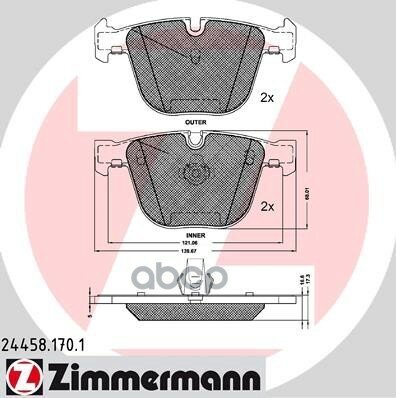 Колодки Тормозные Bmw X5(E70)(F15)/X6(E71)(F16) 08- Задн. Zimmermann арт. 244581701