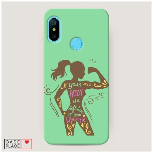 фото Чехол пластиковый xiaomi redmi 6 pro силуэт спортивной девушки case place