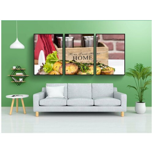 фото Набор модулных постеров для интерьера "печеный картофель, гурман, чесночным соусом" 60x90 см. в тубусе, без рамки lotsprints