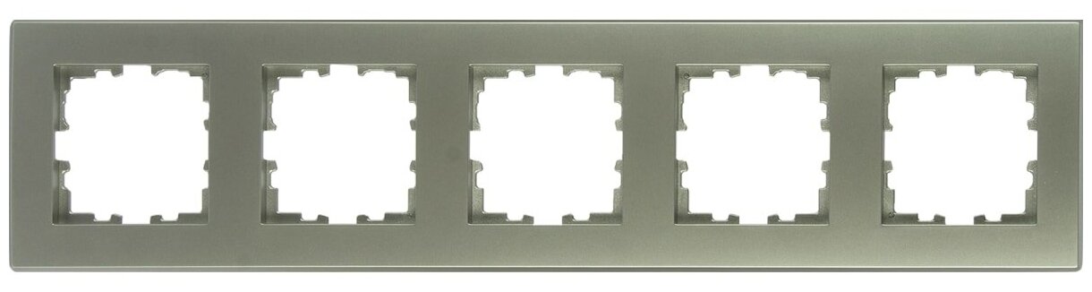 Рамка для розеток и выключателей Lexman Виктория плоская 5 постов цвет серебристый