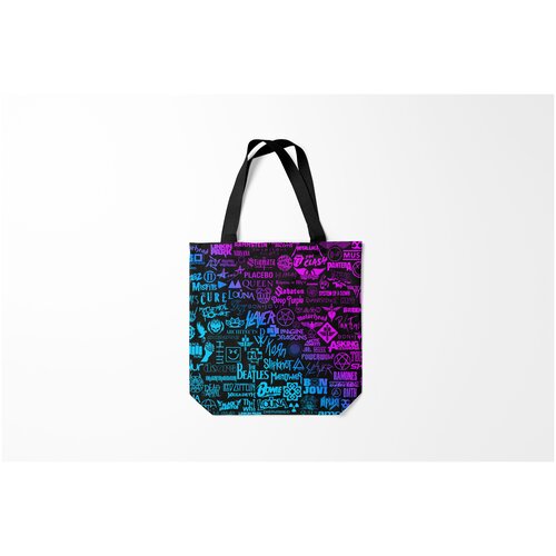 фото Сумка-шоппер / 40х40 см / рок / разный логотипы групп burnettie