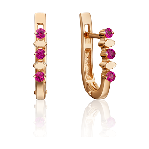 PLATINA jewelry Серьги из красного золота с рубином 02-0179-00-104-1110-30