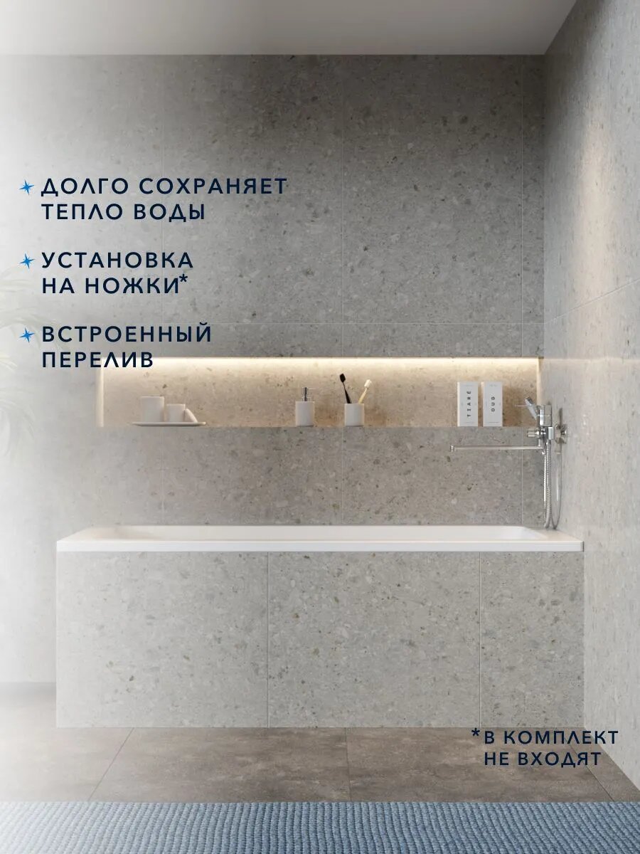Ванна акриловая 150х70х39 белая Sanbravo Astra Pro, пристенная. — фото 1
