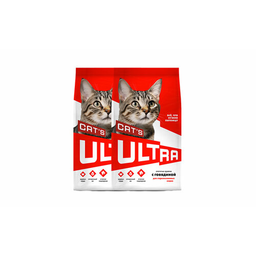 ULTRA Полнорационный сухой корм для стерилизованных кошек с говядиной 3 кг х 2 шт.