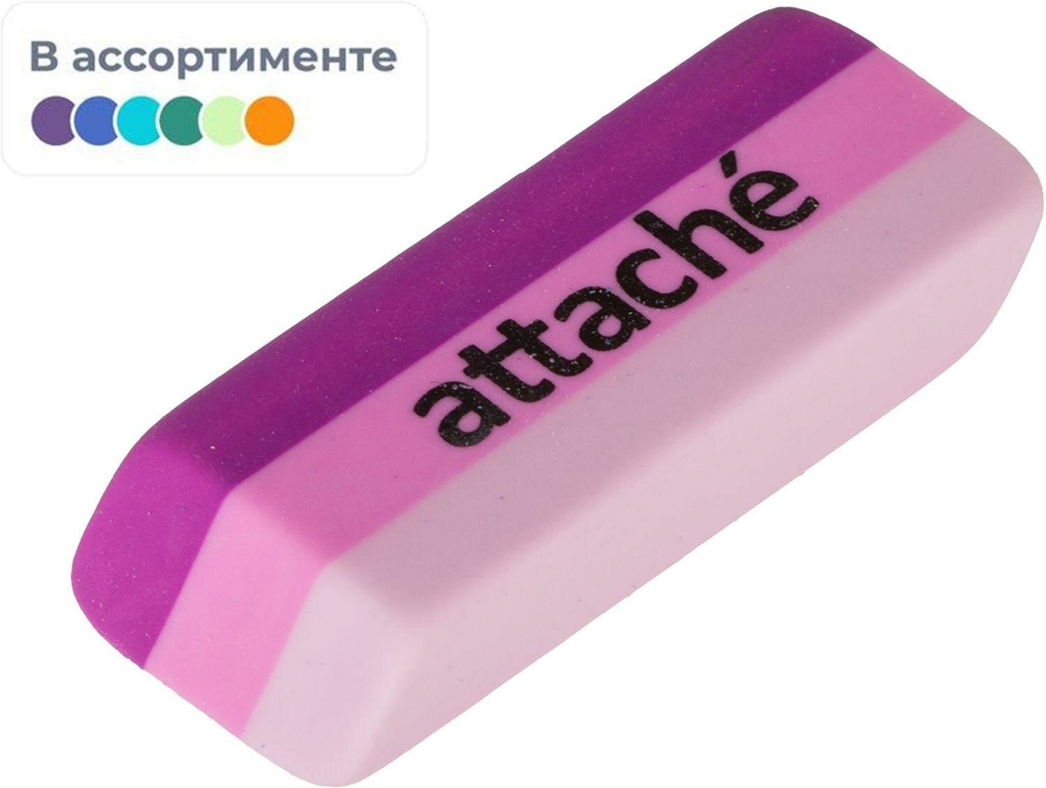 Ластик Attache прямоуг. скош, 49x19x8 мм, термопл. каучук, ассорти