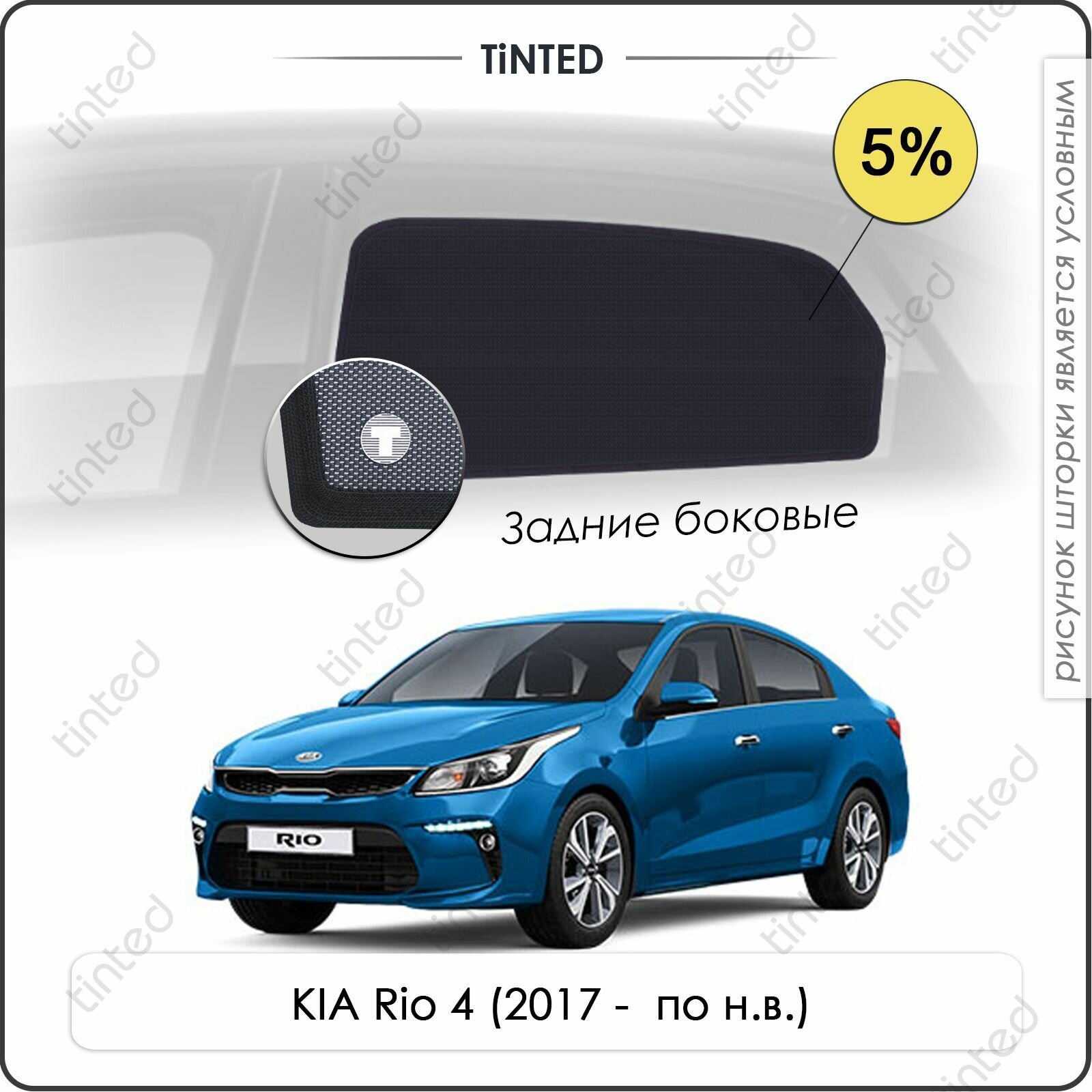 Шторки на автомобиль солнцезащитные KIA Rio 4 Седан 4дв. (2017 - по н. в.) на задние двери 5% сетки от солнца в машину КИА РИО Каркасные автошторки Premium