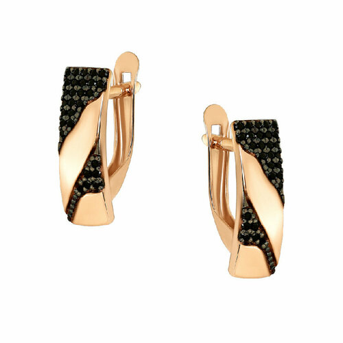 Серьги ZOLOTYE UZORY, красное золото, 585 проба, фианит, красный, золотой