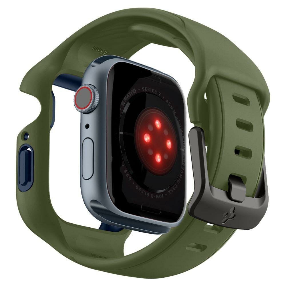 Чехол SPIGEN для Apple Watch 8/7 (45 mm) - Liquid Air Pro - Зеленый - ACS04408 — фото 1