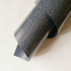 Термотрансферная плёнка глиттер, цвет Тёмное серебро, с фактурным эффектом металлических искрящихся блёсток, размер 25х50см., продается в рулоне