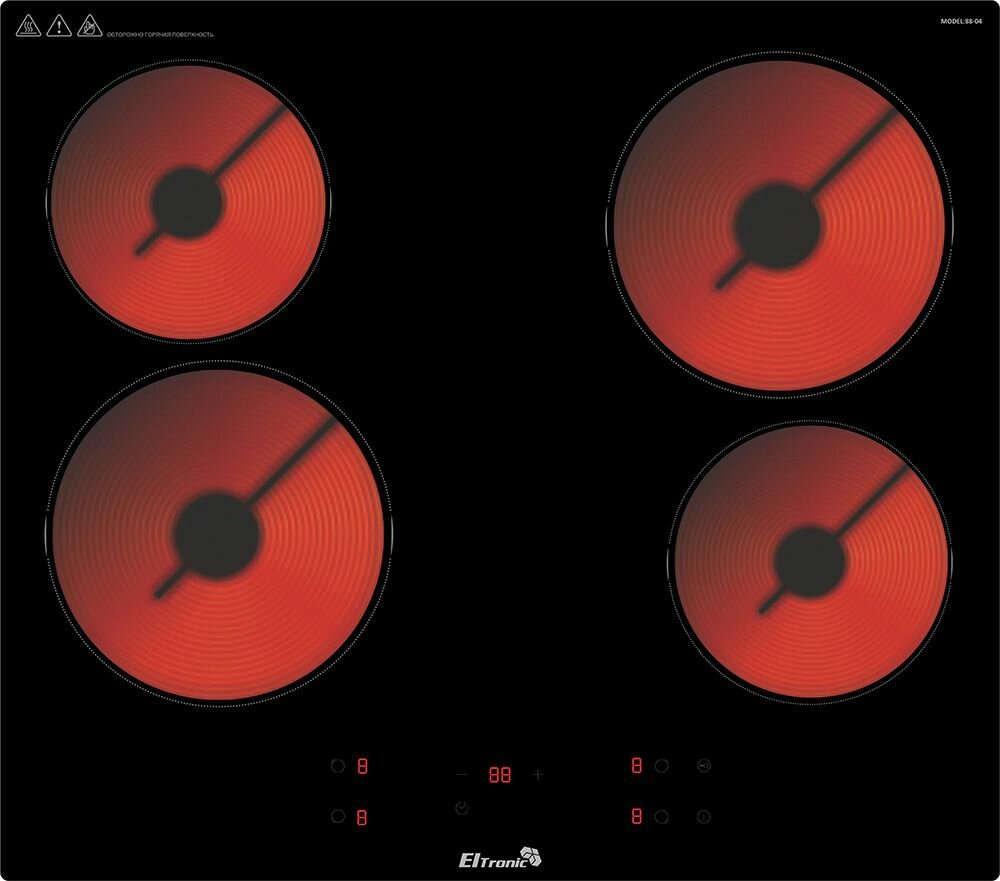 Варочная панель электрическая ELTRONIC (88-04) 4 конфорки (черная)