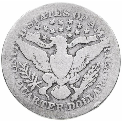 США 25 центов (квотер, 1/4 доллара, quarter dollar) 1902 Barber Quarter Без отметки монетного двора