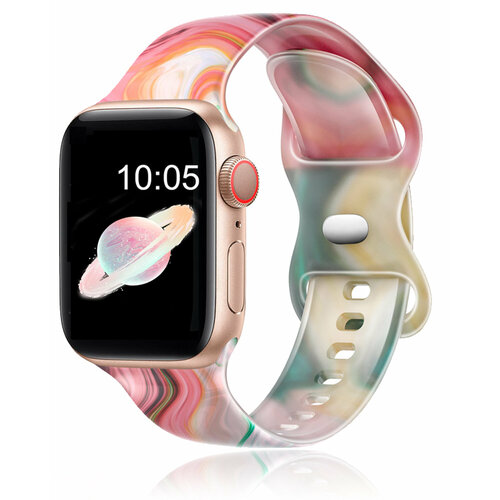 Силиконовый браслет с принтом Pink Blue Marble для Apple Watch 38–41 мм