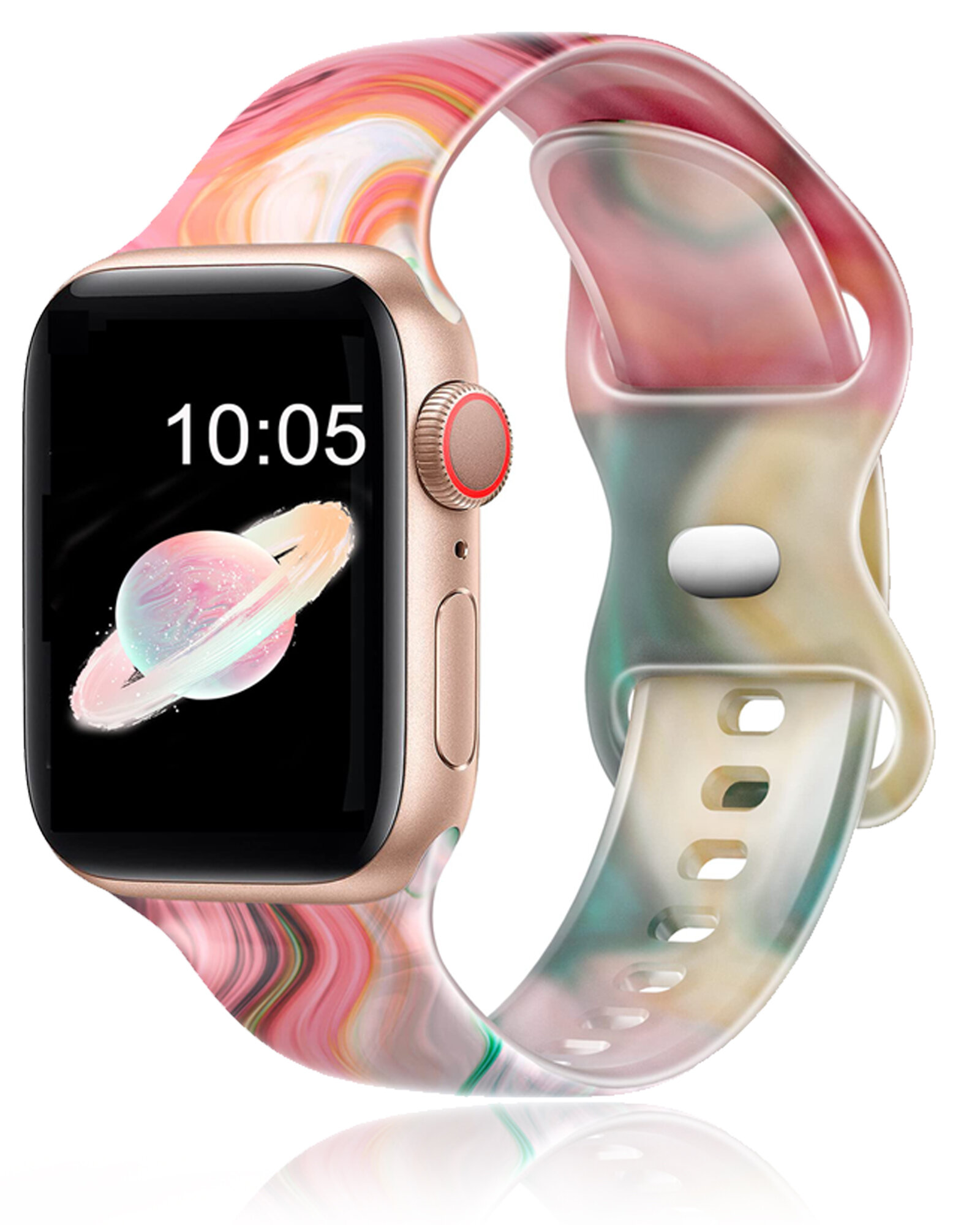Силиконовый браслет с принтом "Pink Blue Marble" для Apple Watch 38–41 мм