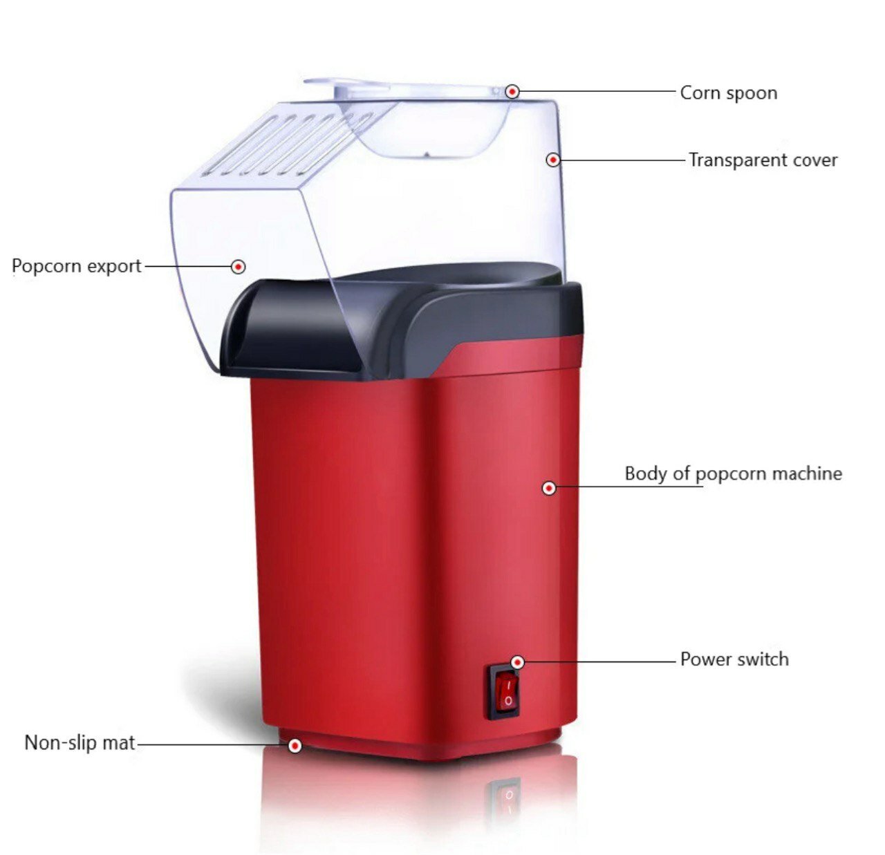 Аппарат для попкорна URM Аппарат для приготовления попкорна, красный