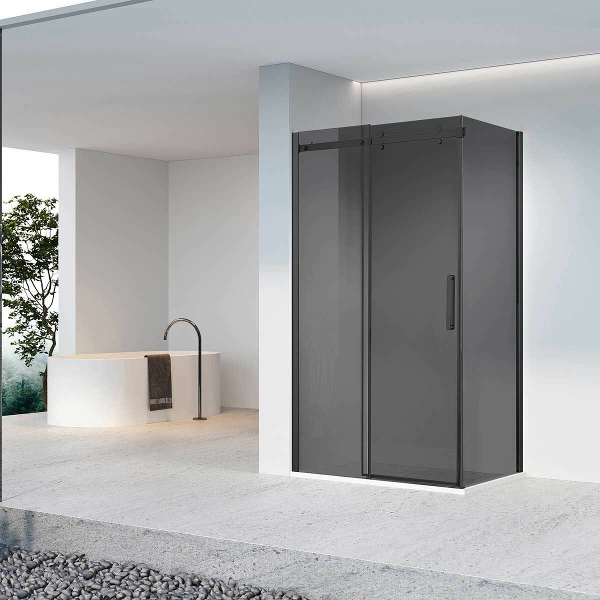 Душевой уголок Vincea Vincea Como-N VSR-4CN9014CGB, 1400*900, черный, стекло тонированное