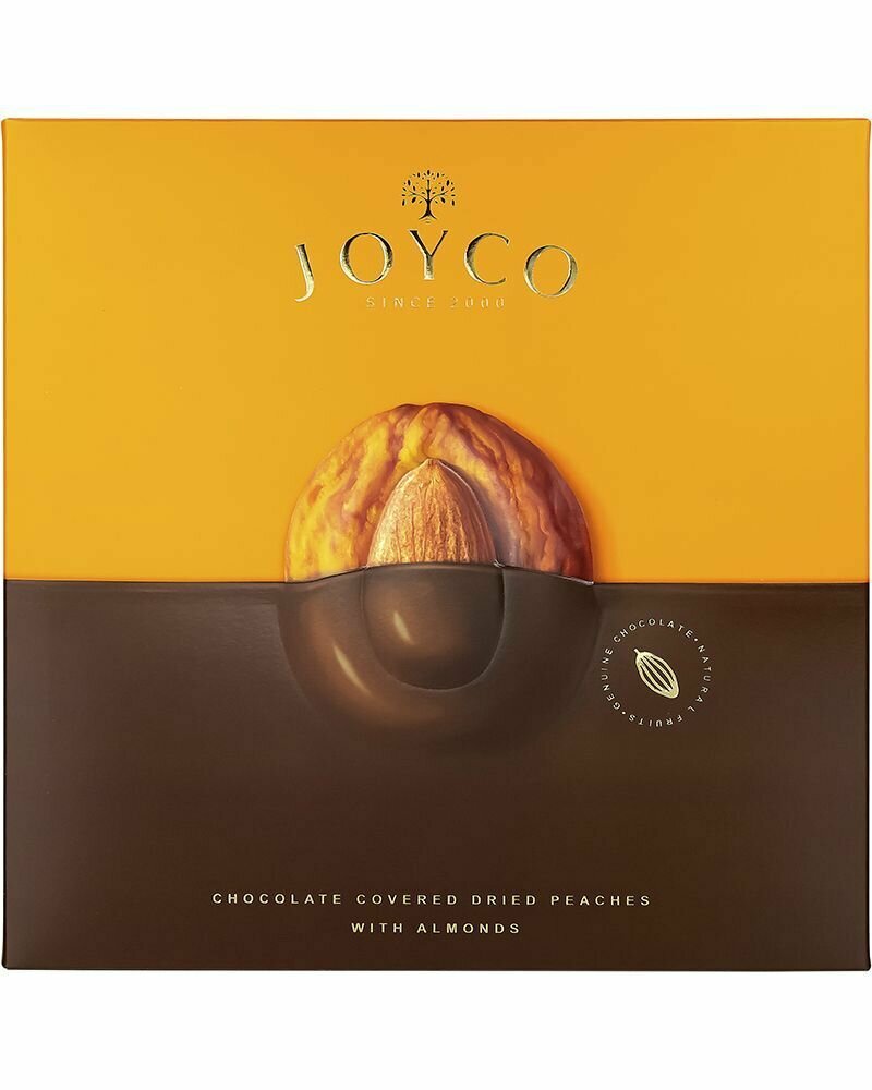Шоколадные конфеты JOYCO, персик в шоколаде с миндалем, 190г