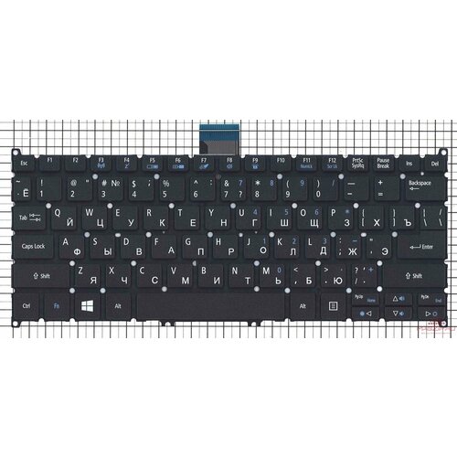 Клавиатура для ноутбука ACER Aspire V5-122 V5-122P черная, без рамки клавиатура для ноутбука acer v3 331