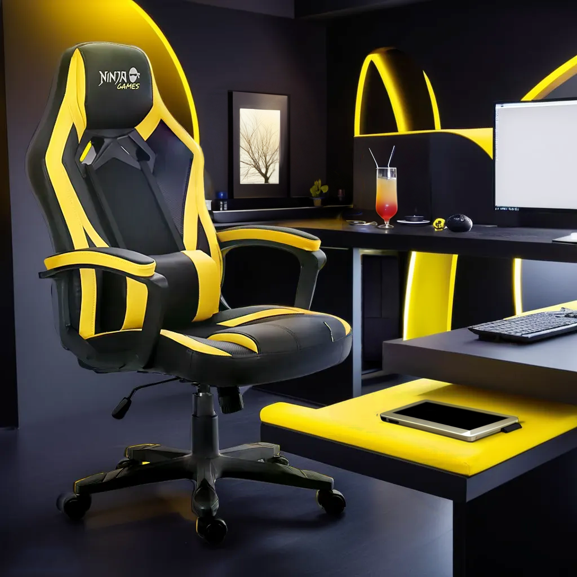 Кресло игровое COMIRON GAME-16 Ninja Черно-желтый