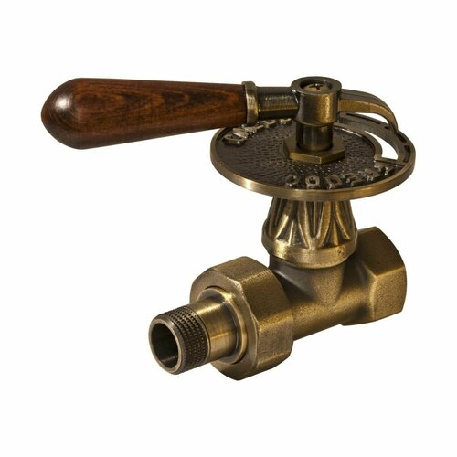 Вентиль регулировочный для чугунного радиатора ретро латунный 34 прямой с деревянной ручкой 1 шт RS217W RETROstyle 14000₽