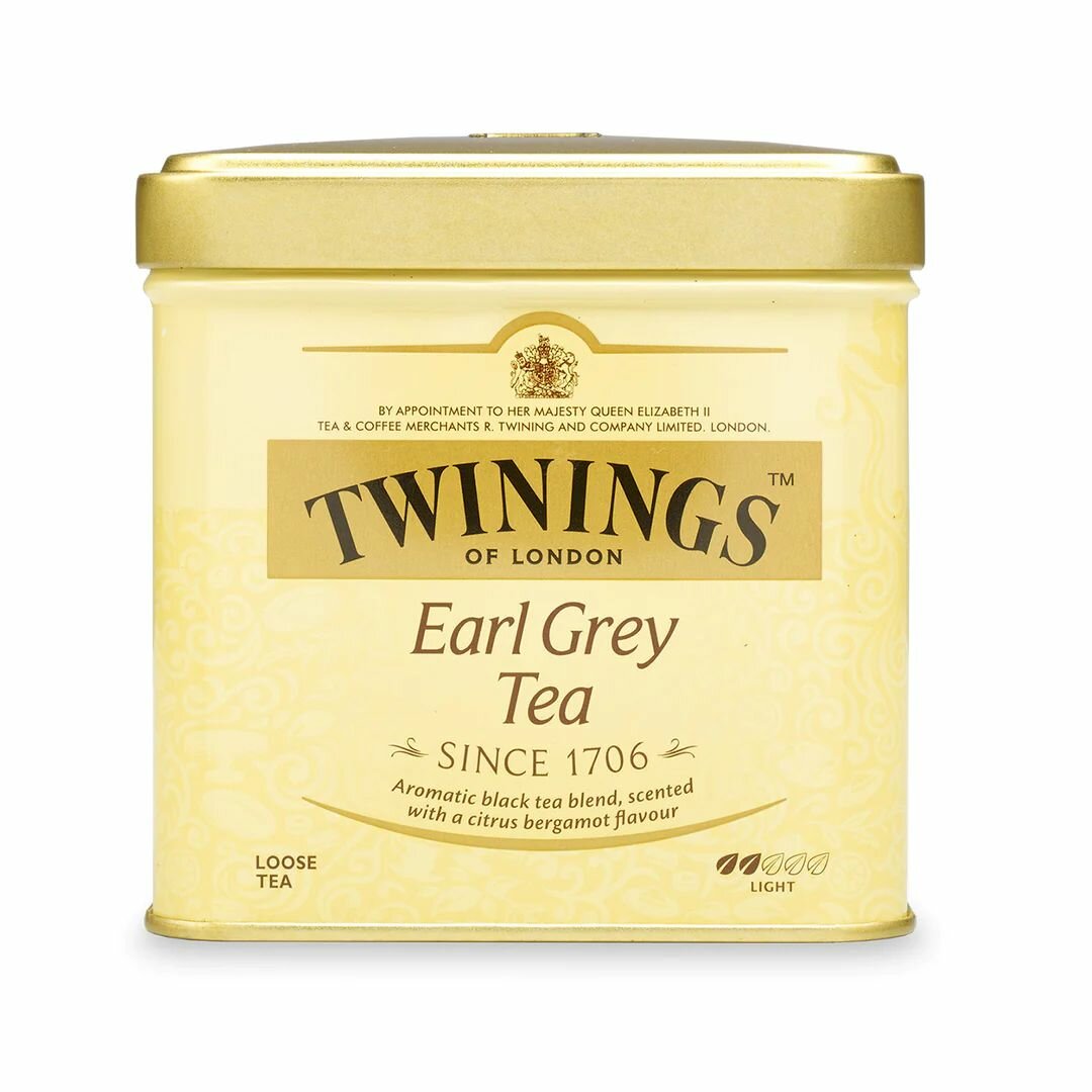 Черный листовой чай Twinings earl grey с бергамотом, жестяная банка, 100г (из Финляндии)