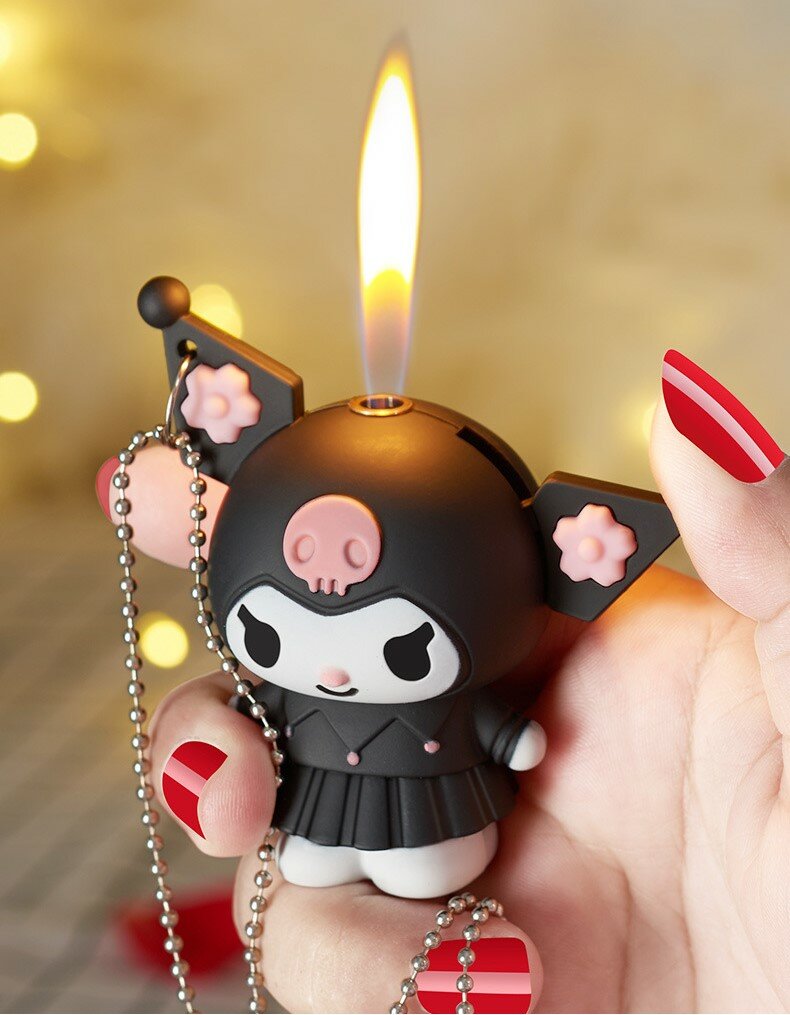 Газовая зажигалка аниме Куроми Kuromi My Melody на цепочке черная / подарок девушке