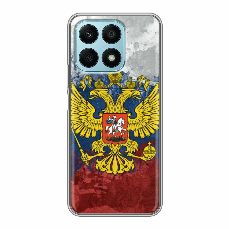 Дизайнерский силиконовый чехол для Хонор Х8а / Huawei Honor X8a Российский флаг и герб