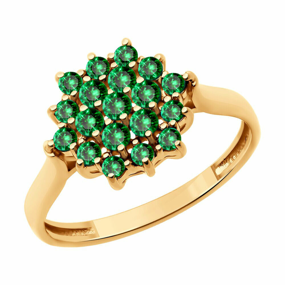 Кольцо Diamant online, золото, 585 проба, изумруд синтетический