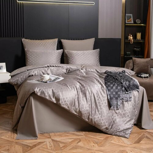 Постельное белье Сатин Жаккард на резинке GCR019, 2-спальное, простыня 180 х 200, наволочки 70 х 70