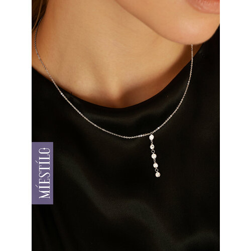 Колье MIESTILO серебро 925 проба родирование фианит длина 45 см серебристый 2022₽