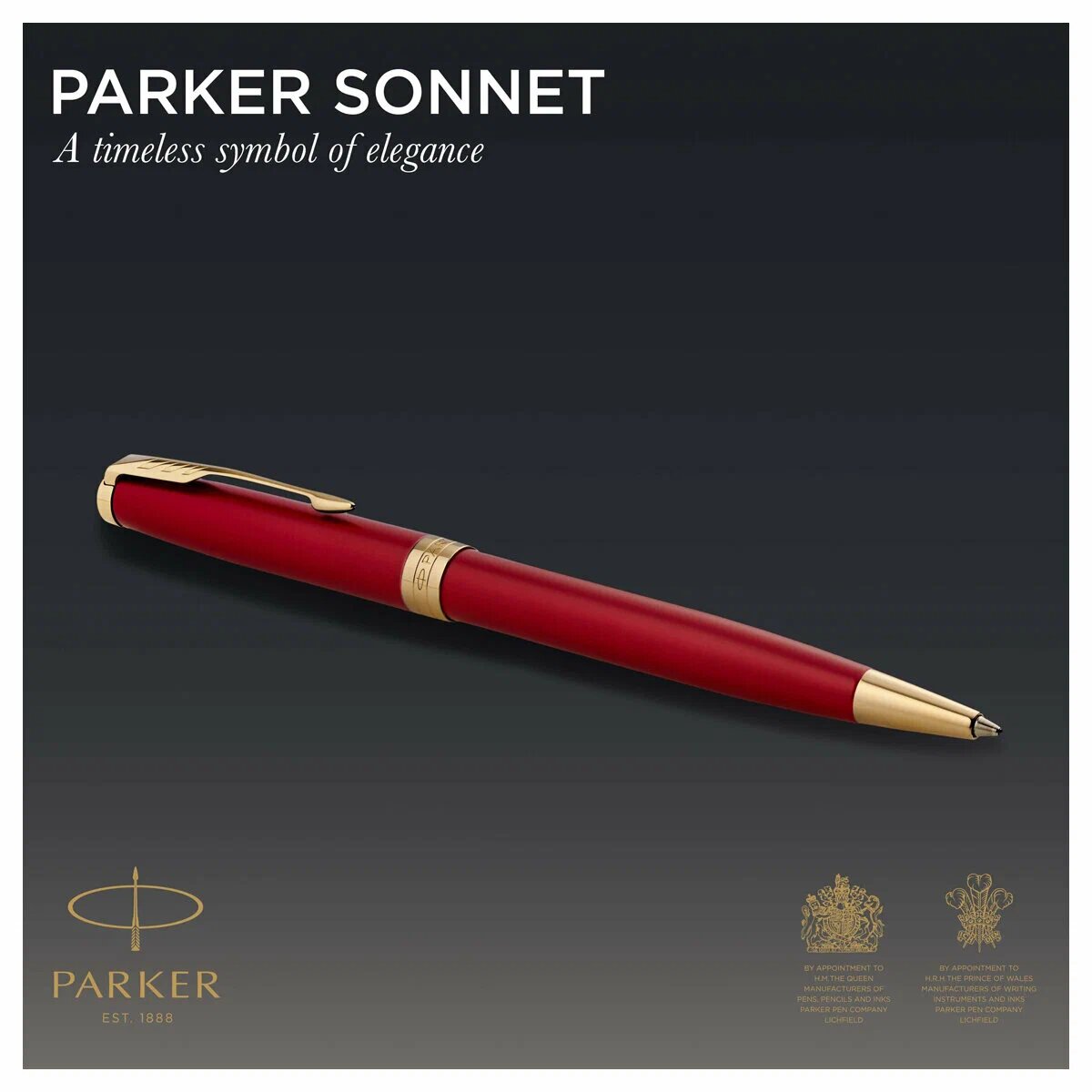 Ручка шариковая Parker Sonnet Core K439 Slim (1931477) LaqRed GT M черные чернила подар.кор. - фото №1