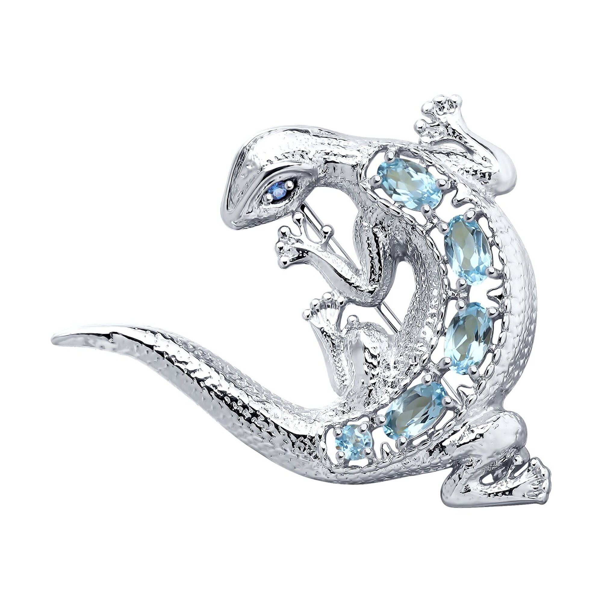 Брошь Diamant online, серебро, 925 проба, родирование, фианит, топаз