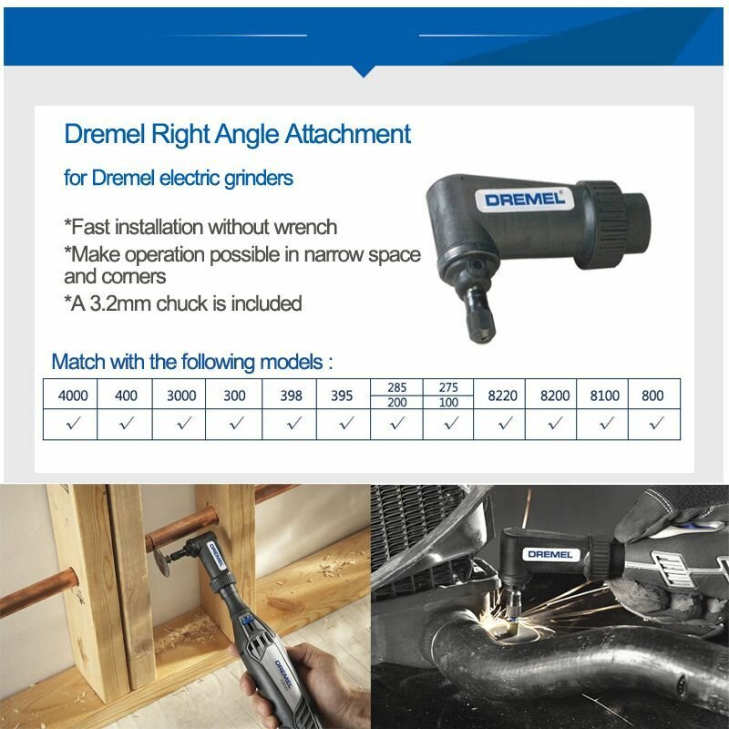 Прямоугольный адаптер для дрели Dremel 575, оригинальный адаптер для дрели, для вращающегося инструмента, угловая Шестерня для сверления, резки и шлифования — фото 1