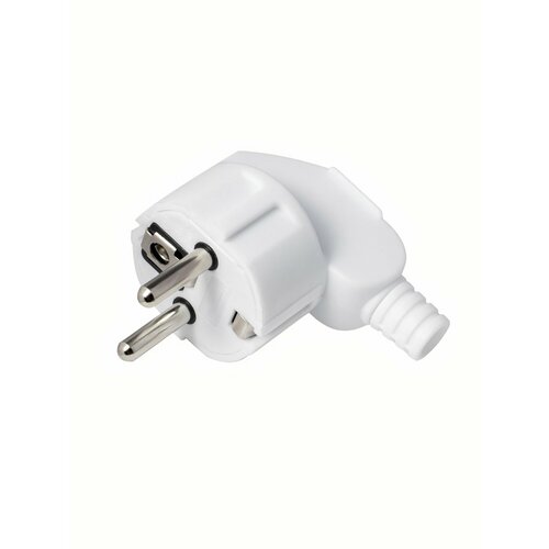 Евровилка угловая разборная 16A, вилка с заземлением белая