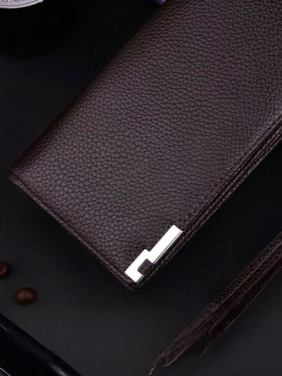 Кошелек , фактура гладкая, коричневый — фото 1