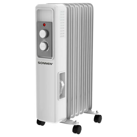 Радиатор масляный Sonnen 457779 DFS-7E, 7 секций, 1500 Вт, 3 режима, механическое управление, белый