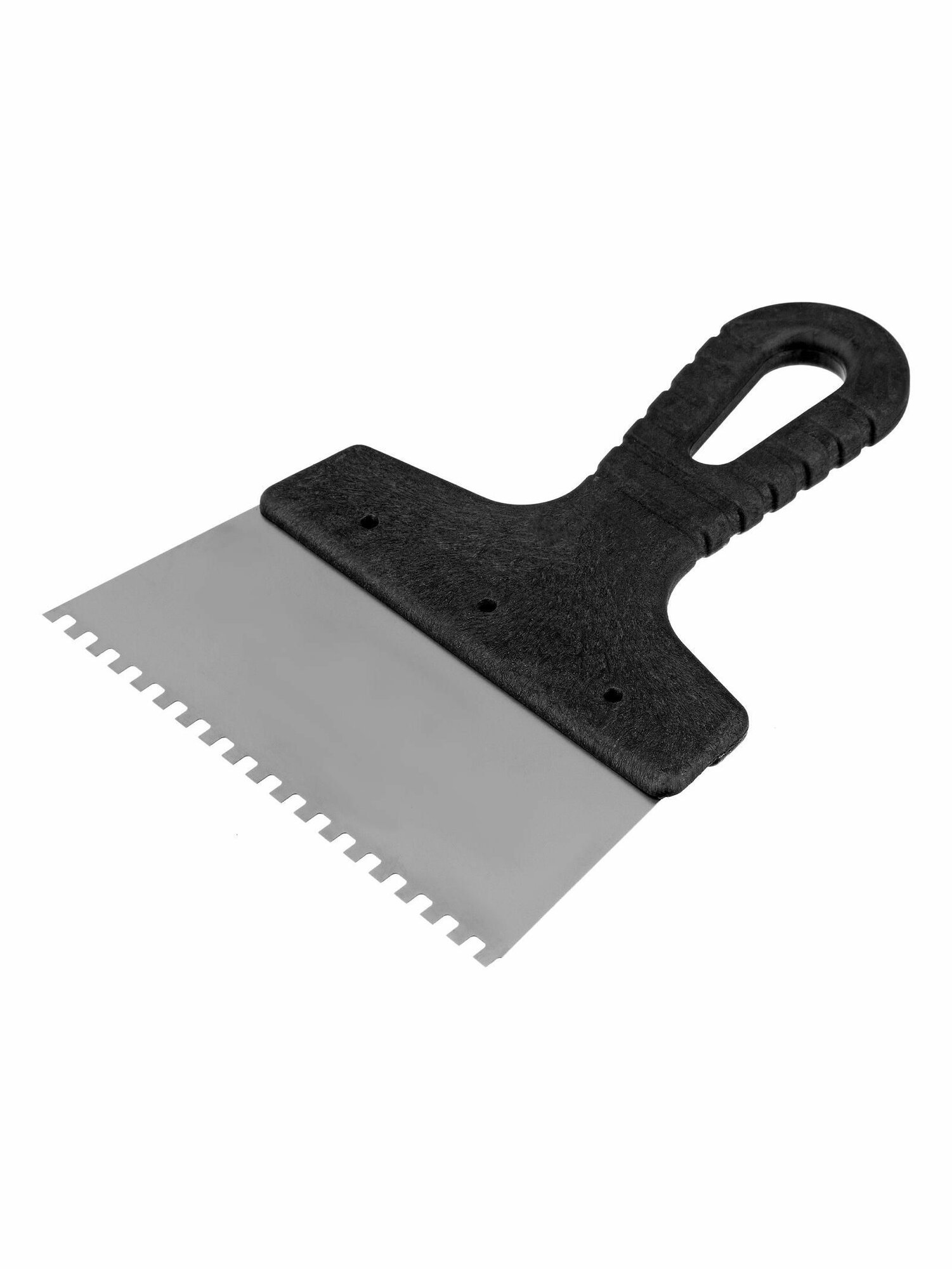 Шпатель из нержавеющей стали 150 мм зуб 4 х 4 мм пластмассовая ручка Сибртех 85455