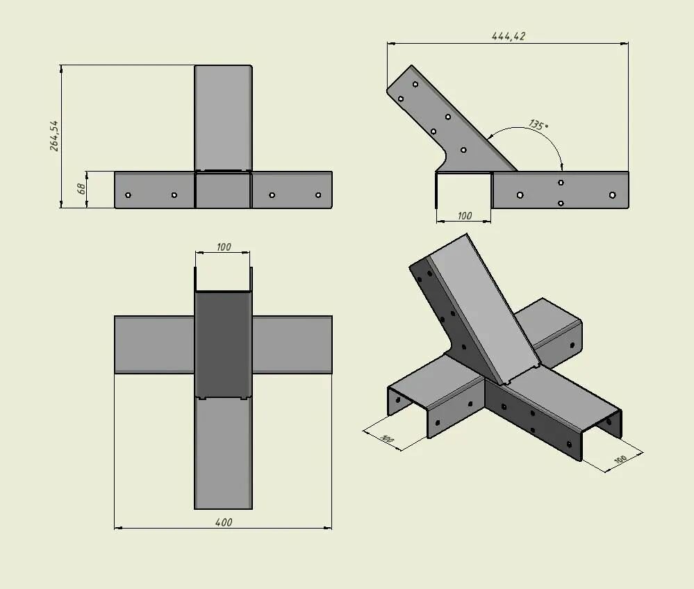 Каркас для гамака под брус 100х100мм модель 01 графит 2шт — фото 1