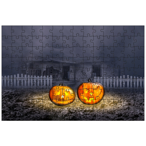фото Магнитный пазл 27x18см."halloweenkuerbis, джек o фонарь, хэллоуин" на холодильник lotsprints