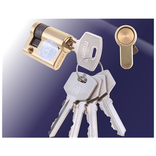 Цилиндровый механизм короткий (личинка для замка)с английскими ключами. N30/10 (40mm )PB (Полированная латунь) MSM