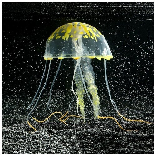 Декор для аквариума "Медуза" силиконовая, с неоновым эффектом, 10 х 10 х 20,5 см, красная