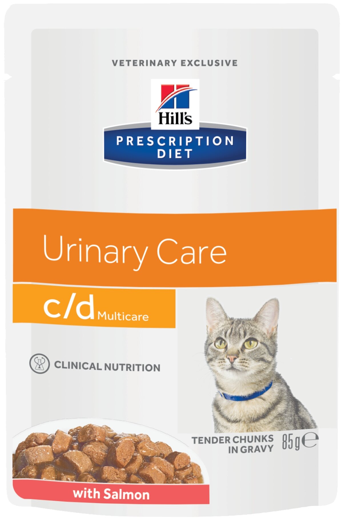 Пауч Hill's Prescription Diet c/d Urinary Care для кошек при профилактике мочекаменной болезни (МКБ), с лососем 0,085 кг - фотография № 1