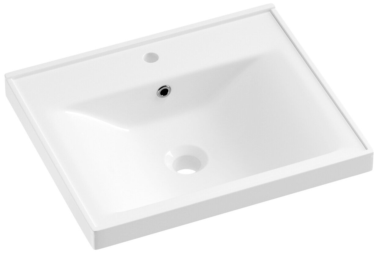 Подвесная/мебельная раковина для ванной комнаты Wellsee FreeDom 151102000, ширина умывальника 55 см, цвет глянцевый белый - фотография № 2