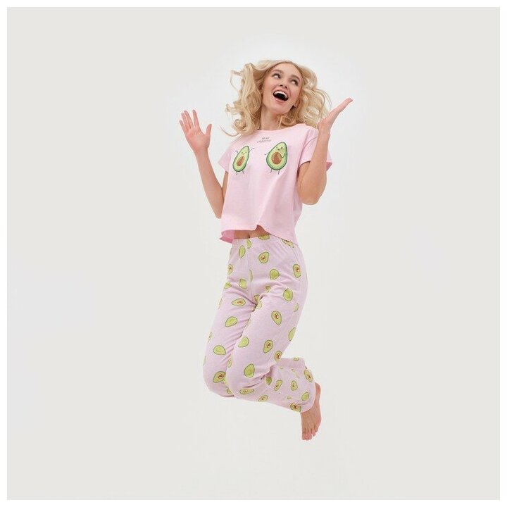 Пижама женская (футболка и брюки) KAFTAN Avocado р. 44-46, розовый - фотография № 4