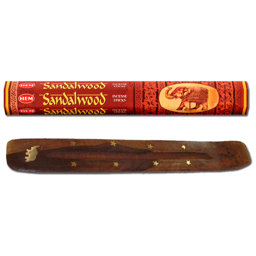 Благовоние HEM Sandalwood(Сандаловое дерево), 20 палочек + подставка