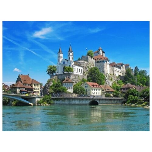 фото Постер на холсте замок в швейцарии 80см. x 60см. твой постер