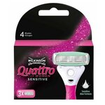 Wilkinson Sword / SCHICK / Quattro for Women Sensitive / Сменные кассеты для женской бритвы Quattro, 3 шт. - изображение