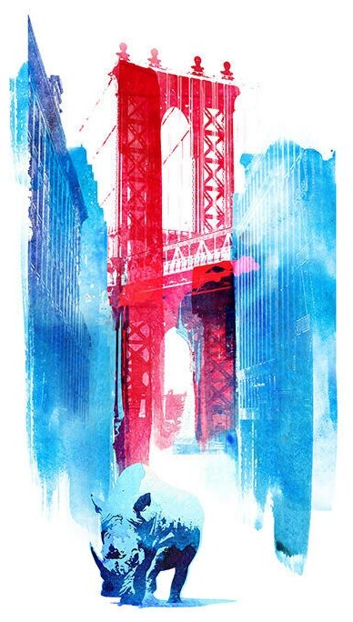 Интерьерный постер на стену картина для интерьера в подарок плакат "Manhattan Bridge" размера 40х50 см 400*500 мм репродукция без рамы в тубусе