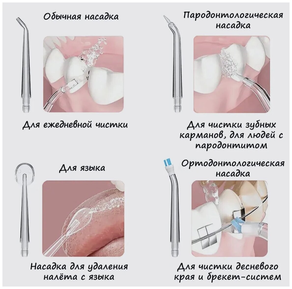 Ирригатор для полости рта / портативный стоматологический для семьи / + 4 насадки, Белый - фотография № 5