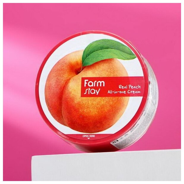Многофункциональный крем с экстрактом персика FarmStay Real Peach All-in-one Cream, 300ml - фото №14